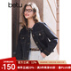 百圖betu女裝2025春季新款短外套圓領(lǐng)撞邊嘰邊時尚牛仔外套女2501T42 深牛仔藍 S