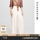 歌力思（ELLASSAY）【安心品質(zhì)】2025春夏新款簡(jiǎn)約多色捏褶顯瘦直筒闊腿休閑褲女 香檳杏 XS