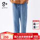 金利來(lái)（Goldlion）g+男士牛仔褲春秋季潮流寬松闊腿復古休閑百搭直筒褲子易穿搭 25-天藍色 L 175/92A 推薦135-150斤