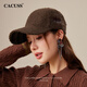 CACUSS棒球帽女秋冬加厚鴨舌帽泰迪絨保暖防風(fēng)大頭圍顯臉小帽子女 咖色