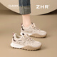 ZHR德訓鞋女春秋復古運動(dòng)休閑鞋女百搭厚底顯高女鞋 KS210 杏色  38