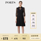 PORTS寶姿春季新品女裝鏤空花卉衣袖休閑風(fēng)連衣裙ALP8D023JWP052 黑色 M (6)