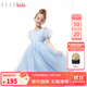 ELLE KIDS童裝 “在逃”公主裙女兒童春夏季新款網(wǎng)紗亮片連衣裙 淺藍色（無(wú)裙撐） 160 (S)