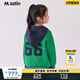 M.Latin/馬拉丁童裝兒童外套冬新款女大童撞色間條學(xué)院風(fēng)連帽毛衣外套 翠綠 150 cm