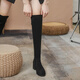 蜜凡蘇秋冬季瘦瘦靴長(cháng)筒靴過(guò)膝長(cháng)靴女皮靴年新款百搭粗跟高筒彈力長(cháng)筒騎 絨面【絨里】粗跟5CM 秒發(fā) 38