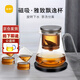 尚明玻璃內(nèi)膽磁旋飄逸杯泡茶壺茶水分離過(guò)濾沖茶具套裝家用辦公沏茶壺 槍黑色800ml+恒溫寶+4小杯*100ml
