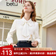 百圖betu女裝秋季新款襯衫法式可拆卸飄帶百搭長(cháng)袖襯衫女2309T46 米白 M