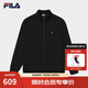 FILA 斐樂官方男士針織長袖外套2025夏新款休閑基礎(chǔ)立領(lǐng)運動上衣 正黑色-BK L 175/96A/L
