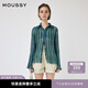 moussy【新復古回潮】 復古森系風(fēng)條紋褶裥雪紡襯衫女010ISS30-8781 035花紋綠色 均碼