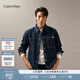 Calvin KleinJeans春秋男士ck經(jīng)典潮流復古方形貼袋純棉寬松牛仔襯衫J327310