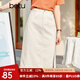 betu百圖女裝牛仔半身裙高腰A字修身包臀女式中長款裙子2107T46 杏色 L