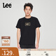 Lee25新品經(jīng)典日常字母Logo印花摩登中性男女同款短袖T恤休閑潮流 黑色2 L