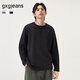 gxgjeans男裝 多色基礎純色亨利領(lǐng)長(cháng)袖T恤男生上衣內搭 25秋新品 黑色 L (175)