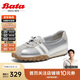Bata休閑鞋女2025春德訓運動(dòng)開(kāi)車(chē)鞋VRV25AA5 銀色 38