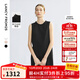 朗姿2025夏季新款無袖圓領連衣裙女直筒重工釘珠優(yōu)雅通勤都市裙子 黑色 S