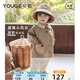 幼歌（YOUGE）嬰幼兒秋季新款內(nèi)里純棉娃娃領(lǐng)上衣元?dú)庥H膚百搭外套潮 卡其 100 cm