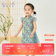 戴維貝拉女童連衣裙夏裝兒童國風(fēng)漢服旗袍裙子寶寶復古印花裙