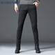 羅蒙（ROMON）休閑褲男士修身直筒長(cháng)褲彈力韓版商務(wù)休閑百塔褲子男黑色28