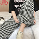 浪莎慵懶風(fēng)格子褲女2025年新款高腰垂感直筒休閑山本褲寬松遛彎闊腿褲