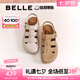 百麗（Belle）羅馬吐司1代升級款勃肯女25夏新商場款透氣外穿拖鞋D5V1DBH5 杏色 （1代升級版） 37 (235mm)