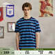 茵寶（Umbro）官方條紋t恤復古寬松男裝夏季圓領(lǐng)半袖女生運動(dòng)短袖上衣 鎧甲藍 L