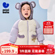 迷你巴拉冬新款男女童插肩袖連帽羽絨服寶寶厚款保暖外套 粉紫70013 90
