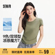 森馬（Semir）短袖t恤女短款修身圓領(lǐng)內搭25夏涼感收腰V領(lǐng)上衣辣妹109325100006