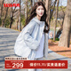 鴨鴨（YAYA）王一博同款羽絨服女短款2025秋冬新款時(shí)尚保暖情侶厚外套夾克YX 藍色 M 110-130斤