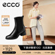愛步（ECCO）靴子女 冬季休閑粗跟切爾西女靴皮靴 雕塑222433 黑色22243301001 36