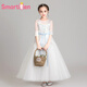 Smartiden國際品牌女童禮服公主裙生日小女孩花童婚紗兒童主持人鋼琴演出服 白色中袖【長(cháng)款】 100 cm
