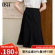 歐莎（OSA）法式高腰白色a字半身裙子女士夏季2025年新款顯瘦遮胯魚(yú)尾傘裙 黑色 M