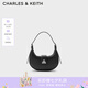 CHARLES&KEITH三角扣新月包腋下包單肩包包女包女友生日七夕禮物CK2-50271205 Noir黑色 S