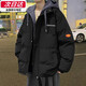 棉之雪棉衣男冬季假兩件港風(fēng)外套棉襖潮牌加厚連帽棉服寬松面包服男士 黑色-WT08有標(biāo) L 【162CM-170CM】