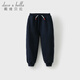 戴維貝拉（DAVE＆BELLA）兒童針織加絨褲子冬裝新款男童運動(dòng)褲中大童束腳褲小男孩長(cháng)褲 藏青色【現貨】 130 cm（建議身高120-130cm）