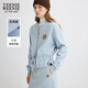 Teenie Weenie小熊女裝衛衣冬季加絨圓領(lǐng)收腰開(kāi)衫外套荷葉邊上衣 淺藍色 M