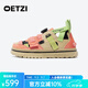 OETZI【劉敏濤同款】女鞋翻毛皮機能風拼色低幫板鞋百搭超輕厚底休閑鞋 米色/粉色T23120206 35