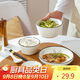 唯銘諾北歐風(fēng)餐具整套碗碟套裝家用飯碗面碗盤(pán)子筷勺 一人食豎紋6件套