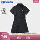 FILA FUSION斐樂(lè )潮牌女子梭織連衣裙2025秋季新款休閑涼感工裝裙 正黑色-BK L 170/88A/L