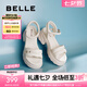 百麗（Belle）厚底增高涼鞋女2025夏季新款商場同款真皮質(zhì)感涼鞋D7Z2DBL5 米白 37 (235mm)