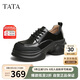 他她（TATA）英倫厚底小皮鞋女2025春CCJ03AM5 黑色 36