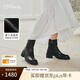 73Hours女鞋電影畫(huà)面2025冬季圓頭純色方跟切爾西靴