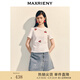 MAXRIENY甜美休閑感短袖圓領(lǐng)T恤25夏季新款修身顯瘦刺繡上衣女T恤 漂白 M