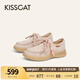 KISSCAT接吻貓【松弛假日】袋鼠鞋25夏新復(fù)古袋鼠鞋英倫風(fēng)牛津鞋女 淺銹紅色/玫瑰粉色 37