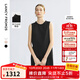 朗姿2025夏季新款無(wú)袖圓領(lǐng)連衣裙女直筒重工釘珠優(yōu)雅通勤都市裙子 黑色 2XL