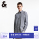 杰克·瓊斯（JACK&JONES）男裝簡約男士襯衣寬松版型條紋設(shè)計休閑文藝風(fēng)長袖襯衫224305036 E40深藍(lán)色 常規(guī) S 170