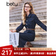 百圖betu女裝2025春季新款連衣裙撞色腰帶工裝風(fēng)牛仔連衣裙女2501T73 深牛仔藍 M