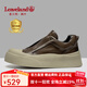 楓葉（leaveland）男鞋新品復古時(shí)尚一腳蹬懶人鞋男韓版頭層牛皮舒適厚底增高板鞋男 棕色（皮鞋碼） 男款 42 (260mm)