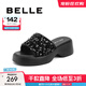 百麗（Belle）厚底拖鞋女商場(chǎng)同款時(shí)尚亮片休閑拖鞋B3U1DBT4 黑色 38 (240mm)