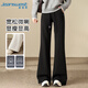 真維斯（Jeanswest）休閑褲女秋季直筒運動(dòng)高腰顯瘦窄版精梳棉微喇褲女黑色XL