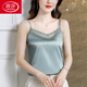 浪莎（LangSha）高檔桑蠶絲內搭吊帶背心女新款真絲無(wú)袖打底衫大碼外穿上衣吊帶衫 323豆綠 2XL 【建議115-125斤】